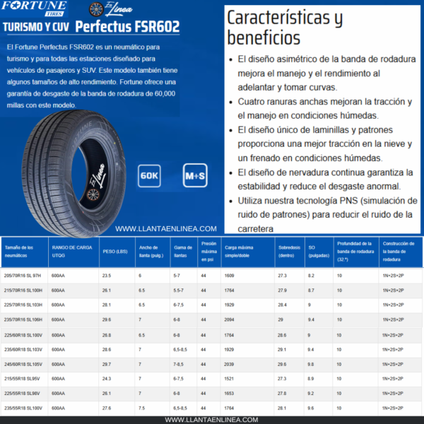 FICHA TECNICA FSR602 FORTUNE